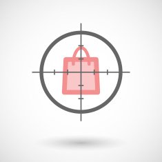 Crosshair icon with a shopping bag