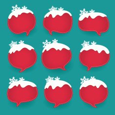 Winter labels in form of speech snow bubbles N2