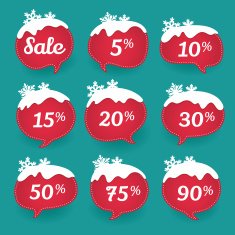 Winter sale labels in form of speech snow bubbles N2