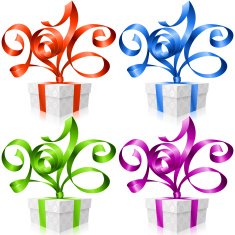 Vector set of ribbons Symbol New Year 2016 N2