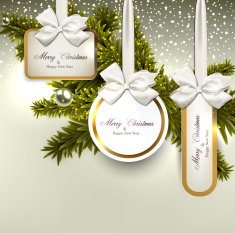 White paper gift cards with satin bows