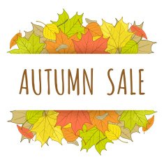 Autumn sale label with hand drawn fallen leaves N2