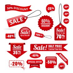 Red Sale Discount Tags Badges And Ribbons