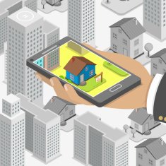 Real estate online searching isometric concept