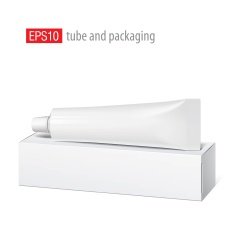Realistic white tube and packaging