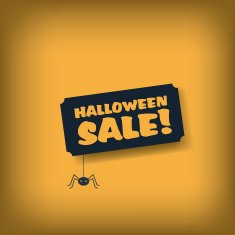 Halloween sale poster template Advertising banner with spider and text