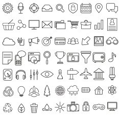 Set of vector linear media service icons N4