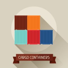 Cargo containers icon on background in flat design style