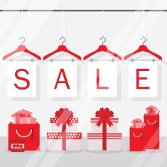 Clothing hangers SALE banners with gift boxes and bags N2