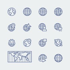 Earth planet globe vector icons set