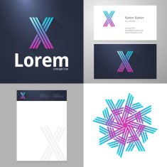 Design icon X element with Business card and paper template N2