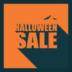 Halloween sale poster template Special holiday discounts flyer Creative typography