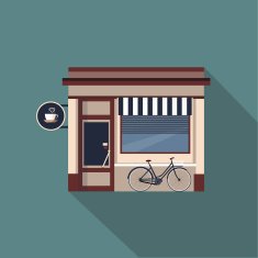 Restaurants and shops facade storefront vector detailed flat N18