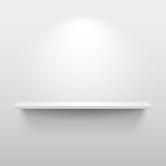 Shelf with shadow in empty white room