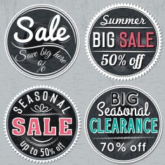 black round banners with sale offer vector