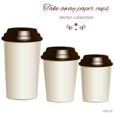 Collection of photorealistic take away hot drink cups in differe N2