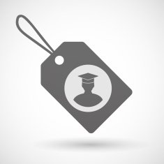 Shopping label icon with a student N2