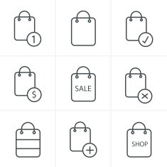 Line Icons Style Shopping bag icons on white background Vector N2
