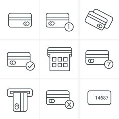 Line Icons Style Vector black credit cart icons set