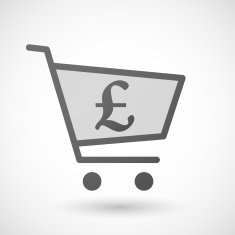 Shopping cart icon with a pound sign
