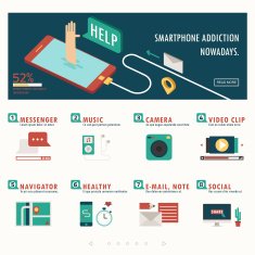 smartphone addiction and function infographic with banner N2