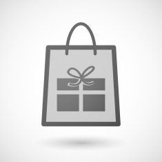 Shopping bag icon with a present