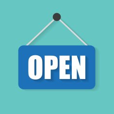 Open door sign vector illustration flat design