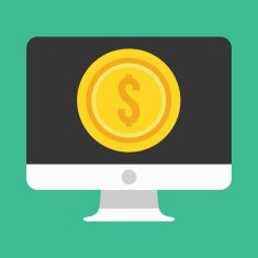 Vector Computer Display and Gold Coin Dollar Icon