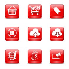 SEO Internet Sign Square Vector Red Icon Design Set 7 N12