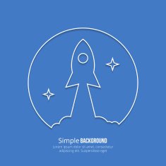 Rocket startup line art poster