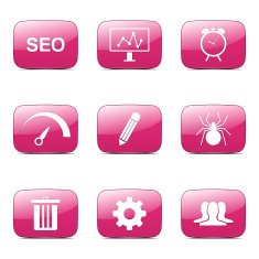 SEO Internet Sign Square Vector Pink Icon Design Set 8 N10