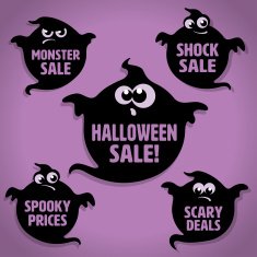 Scary Little Ghost Halloween Sale Icons