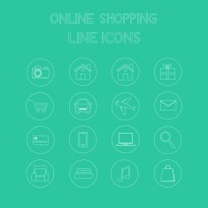 Online shopping line icons N2