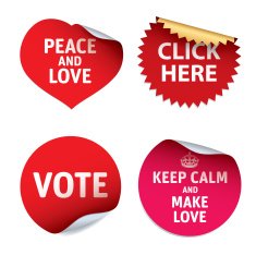 Set of red vector stickers