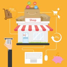 Online shopping Flat style Savings on purchases over the internet