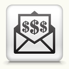 Square Button with Money Envelope