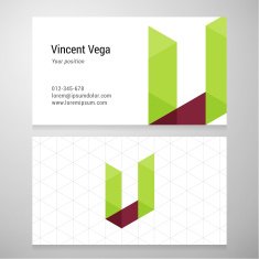 Modern letter V origami Business card template N2