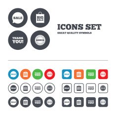 Sale speech bubble icon Thank you symbol N26