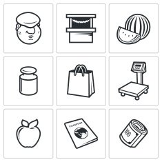 Trading on the market icons Vector Illustration