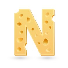 Cheese N letter Symbol isolated on white