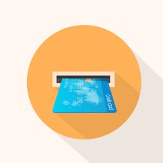 Credit Card in Atm Slot Icon Flat Vector