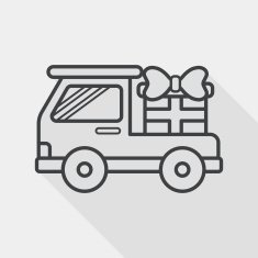 shopping cart flat icon with long shadow line N2