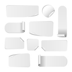 Set Of Blank white paper stickers N2