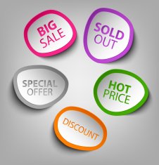 Colorful abstract stickers sale template