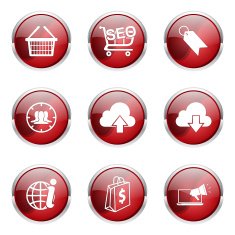 SEO Internet Sign Red Vector Button Icon Design Set 7 N12