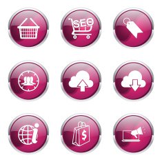 SEO Internet Sign Pink Vector Button Icon Design Set 7 N11
