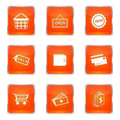 Shopping Sign Square Vector Orange Icon Design Set 2 N11