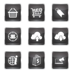 SEO Internet Sign Square Vector Black Icon Design Set 7 N12