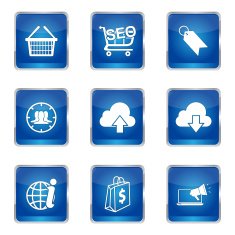 SEO Internet Sign Square Vector Blue Icon Design Set 7 N11