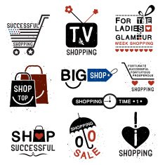 Set of vintage Shopping logo labels